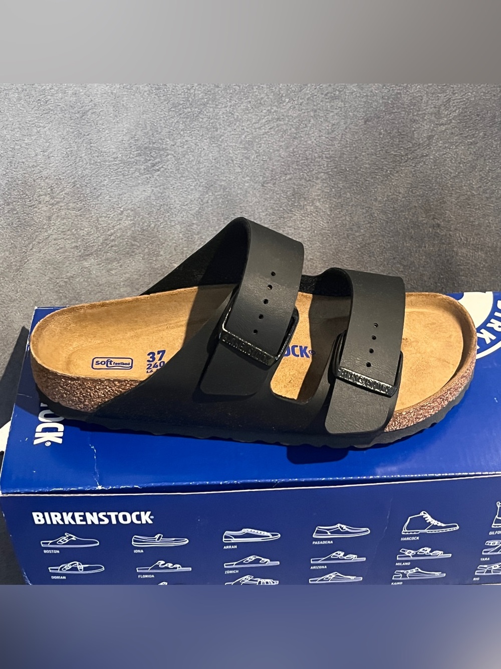 Birkenstock Women’s Arizona Sandals Soft Footbed Black Size 6 US 37 EU - Picture 5 of 12